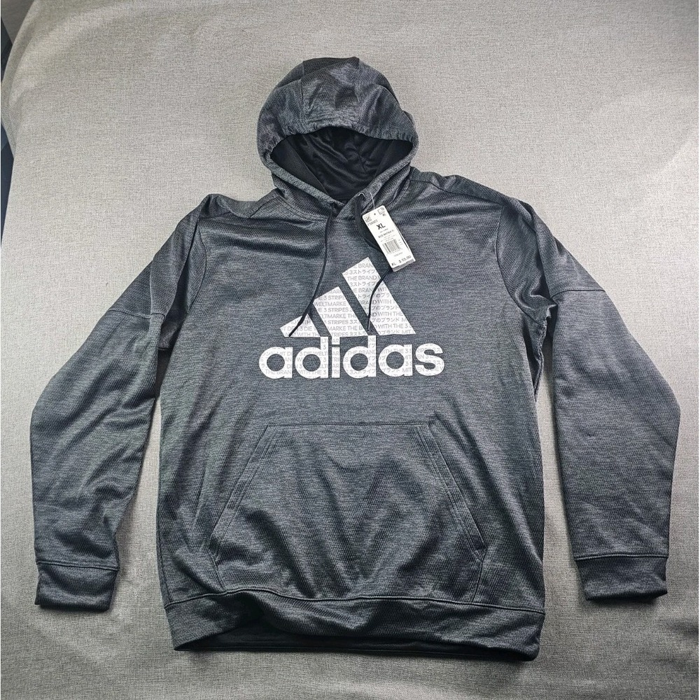 Adidas Hoodie Climawarm Box Matrix Ti Sweatshirt Lined Big Logo Mens XL Gray New